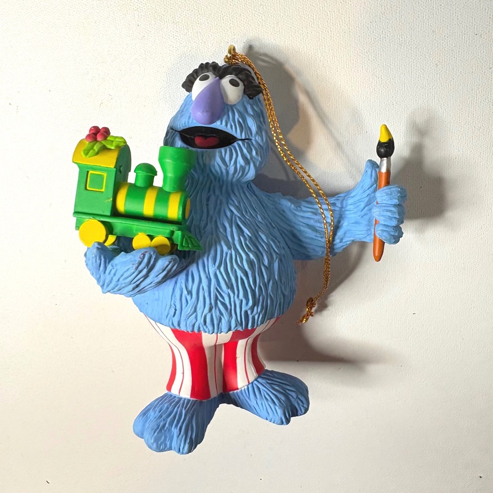 Vintage 1993 Jim Henson Sesame Street Herry Monster Ornament 013909 Train Paint